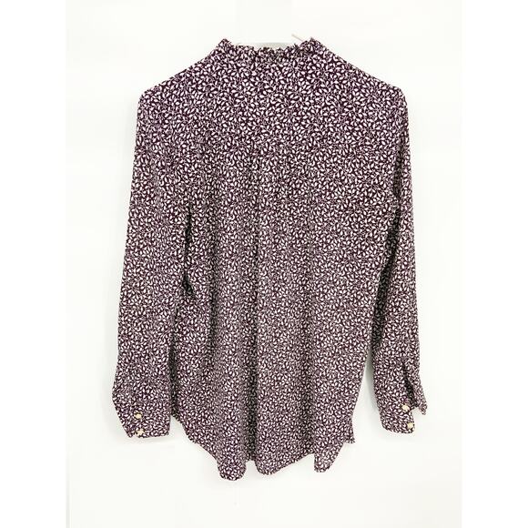 Vintage Loft Womens Floral Pintucked Ruffle Blouse Long Sleeve Size S - Picture 3 of 6